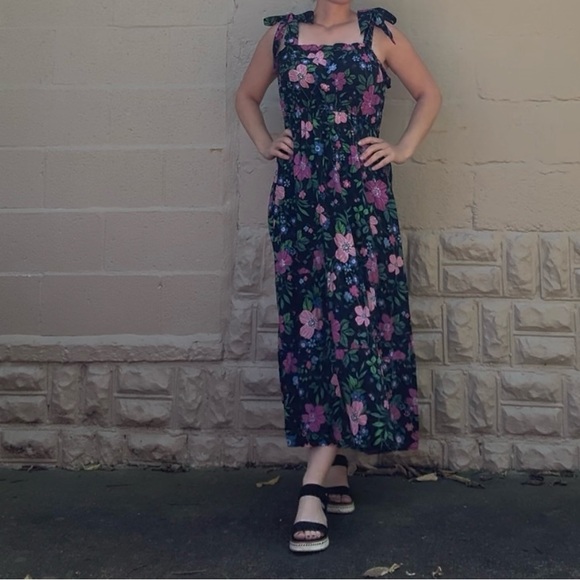 mine Dresses & Skirts - Floral Maxi Dress - Black and Pink